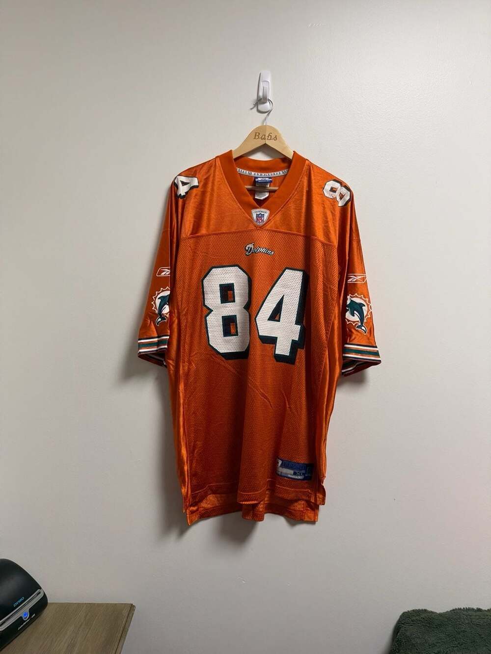 Reebok Miami Dolphins Chris Chambers 84 Size XL Orange Jersey NFL
